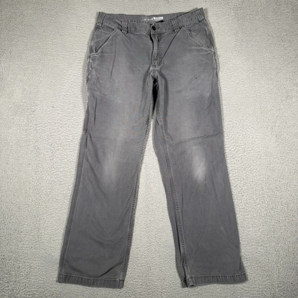 Carhartt Pants Mens 32x29 Gray Casual Relaxed Fit Canvas Workwear Preppy Logo